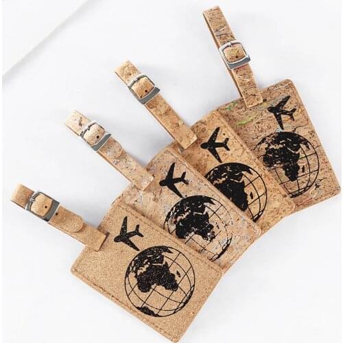 Earth Airplane Pattern Suitcase Pu Leather Luggage Tag Label Bag Pendant Handbag Travel Accessories Name Id Address Tags