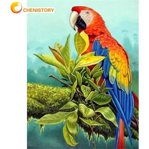 CHENISTORY Diy Framed Painting By Numbers For Kids Parrot Animal Paints Kits Modern Home Wall Art Pictures Diy Gift Art Craft Ph