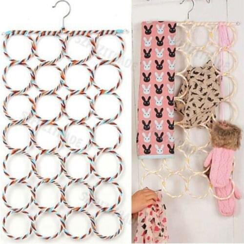 New 9 12 16 28 Ring Rope Shawl Multi Display Scarf Belt Tie Slots Holder Organizer Clothes Hangers Organizer Hole Design
