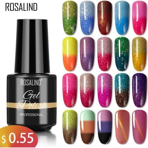 ROSALIND Gel Nail Polish Temperature Color Changing Series 7ML Nail Art Design Soak Off Gel Varnish Manicure With Base Top Coat