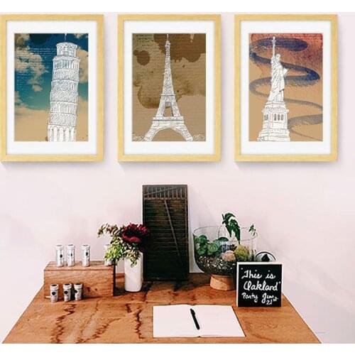 HAOCHU building landscape decorative nordic canvas painting room modern wall painting Cafe mural restaurant bedroom posters