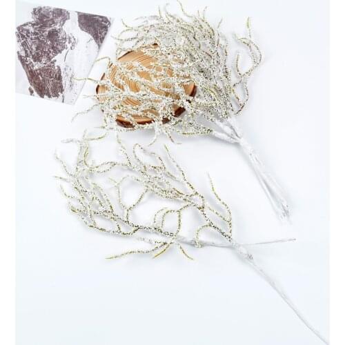 6Pcs Simulation White Grass Plant Artificial Flowers for Wedding Christmas Decor Diy Scrapbooking Accessories Fake Plants