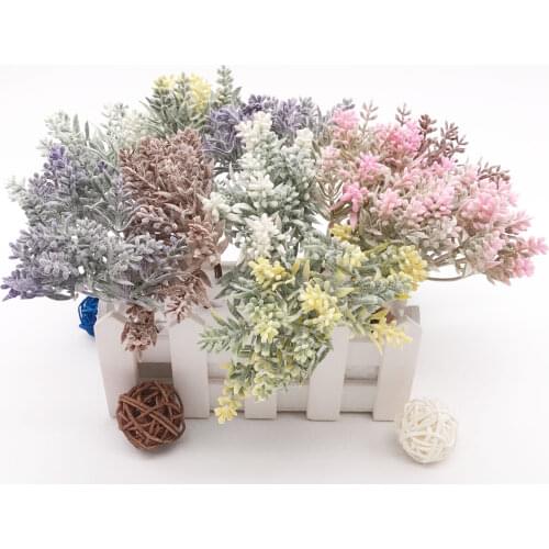 6pcs Mini Artificial Grass Plant Artificial Flowers for Wedding Christmas Decor DIY scrapbooking Wreath Fake flowers