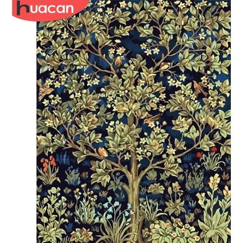 HUACAN Painting By Number Frame Flower Tree Scenery Acrylic Unique Gift Coloring By Numbers Living Room Decoration