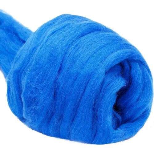 LMDZ 3.53oz Blue Wool Roving Yarn, Wool Felting Supplies, 100% Pure Wool, Chunky Yarn, Spinning Wool Roving for Felting DIY