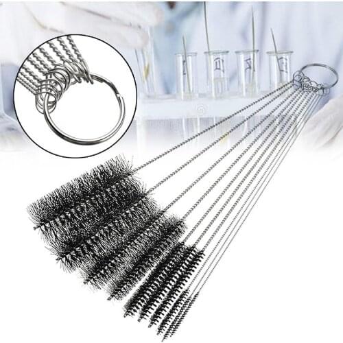 10pcs/set Cleaning Stainless Steel Cleaner Nylon Brushes Set for Brushing Tobacco Pipe Tube Supplies