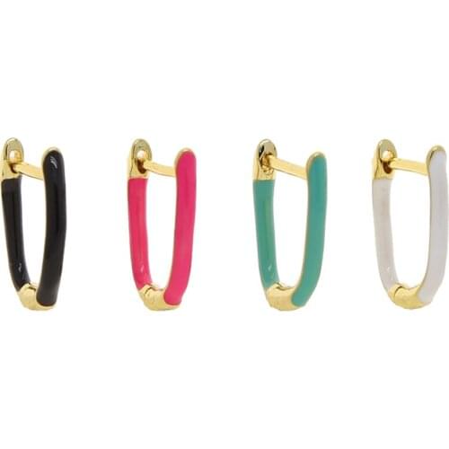 2021 New Gold Color Fashion Women Girl Jewelry Rainbow Small Huggie Hoops Candy Neon Enamel Colorful Hoop Earring