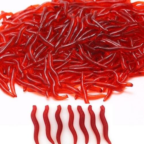 New 50/100pcs Lifelike Fishy Smell Red Worms Soft Bait Simulation Earthworm Carp Bass Fishing Lures Artificial Silicone
