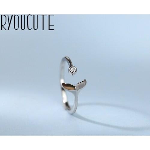 New Cute Funny Silver Color Fish Tail Finger Ring For Women Girls Gifts