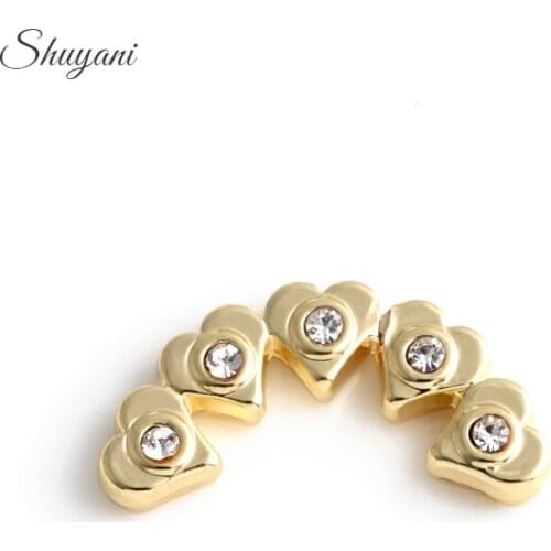 New Arrive 20pcs/lot Alloy Gold Sicircle Alloy Strass Heart Plate Charms For Living Memory Lockets CHM#415