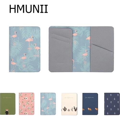 HMUNII Brand passport cover lovely small new animals and plants travel ID holder 2018 passport clip short passport sets holder