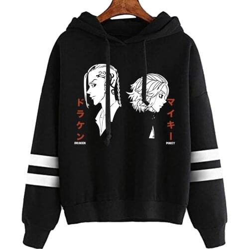 Japan Anime Tokyo Revengers Print Men Hoodies Sweatshirt Streetwear Hoodie Men Women Oversized Sweatshirt Pullover Striped Hoody