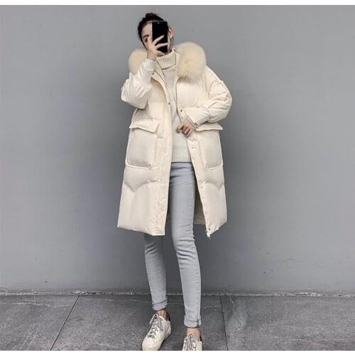 Winter Coat Women Fur Collar Parkas Puffer Jacket Hooded Jackets for Women 2021 Female Midi Warm Clothes Doudoune Femme HLY149