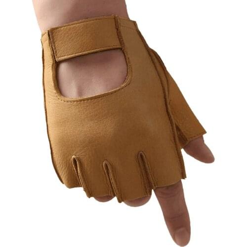 Fitness Semi-Finger Gloves Male Driving Motorcycle Non-Slip Wear Resistant High Quality Cowhide Mans Gloves NB8802