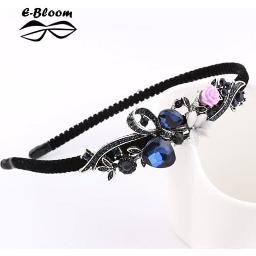 Korean Retro Flower Peacock Bow Rhinestone Headband Beautiful Festival Fanshion Hair Accessories Fascinator Christmas Girl Women