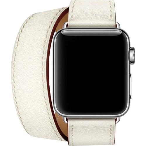 Genuine Leather Strap For Apple Series 4 Newest Office Band Double Tour Watchbands For Apple Watch 1 2 3 herm Bracelet 38mm 42mm