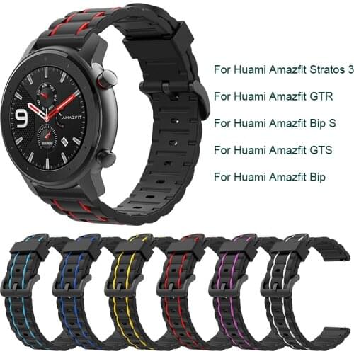 Strap For Huami Amazfit GTR 47MM 42mm Stratos 3 2/Amazfit Bip lite/GTS/Bip S Wrist band watchband for COLMI P8 Silicone Bracelet