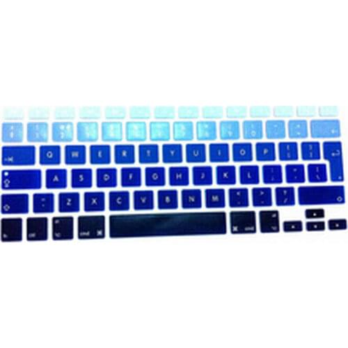 Blue Rainbow Silicone UK EU Keyboard Cover (2pcs) Skin Newest Gradient Protector For Macbook Air 13 15 Pro Retina