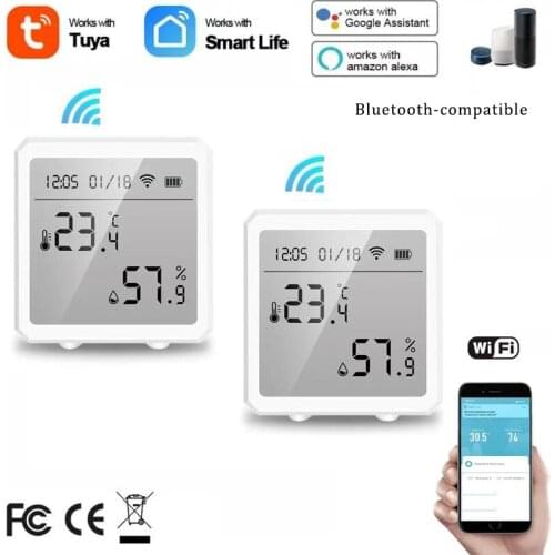 Tuya WiFi Temperature Humidity Sensor Smart Digital Thermometer Hygrometer LCD Screen Detector Support Alexa Google Assistant