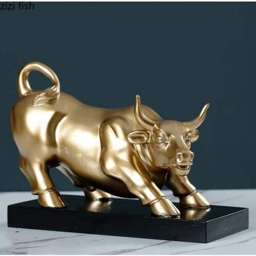 Resin Ornaments Cow Statue Sculpture Model Decoration Crafts Statuette Home Decoration Accessories Furnishings Figurines Gift