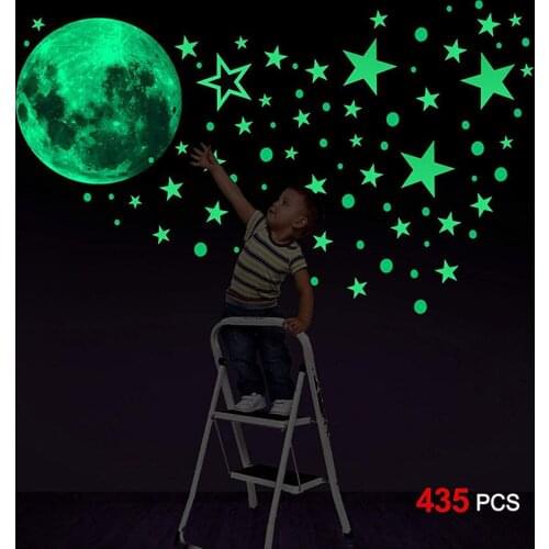 Luminous Moon And Glowing stars Stickers For Home Room Decor Wall Stickers For Childrens Room Glow In Dark