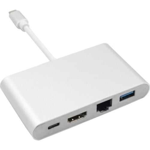 Type-C USB C to HDMI 4K+Gigabit Ethernet (RJ45 Port)+USB 3.0 USB 3.1 Type C Adapter Digital AV Adapter Video Converter