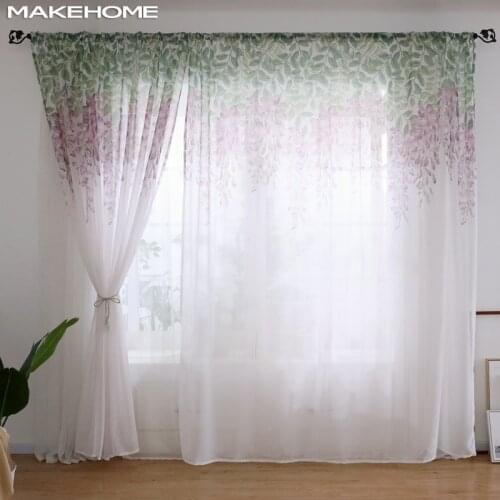 MAKHOME Wisteria Flower Modern Tulle Curtains For Living Room Bedroom Elegant Design Home Window Voile Curtains Transmission
