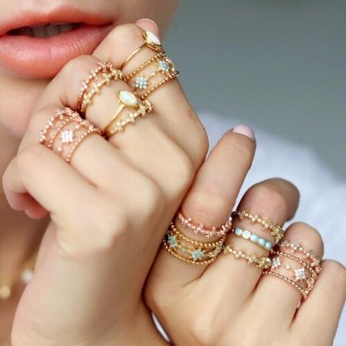 2021 Top Quality 2 Color Crystal Snowflake CZ Ring Rose/Gold Color Jewelry Austrian Crystal Adjustable Rings For Women Wholesale