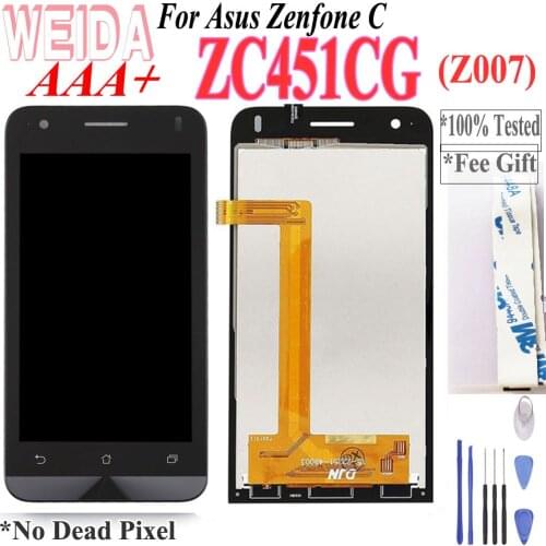 AAA+++ 4.5" Lcd Display For Asus Zenfone C ZC451CG Z007 LCD Touch Screen Digitizer Assembly Replacement Free Tools No Dead Pixel