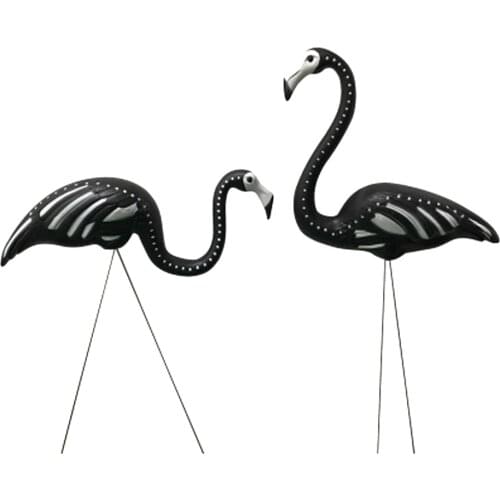 Sculptural Gardens Skull Style Black Flamingo Lawn Ornament, 1 Pair