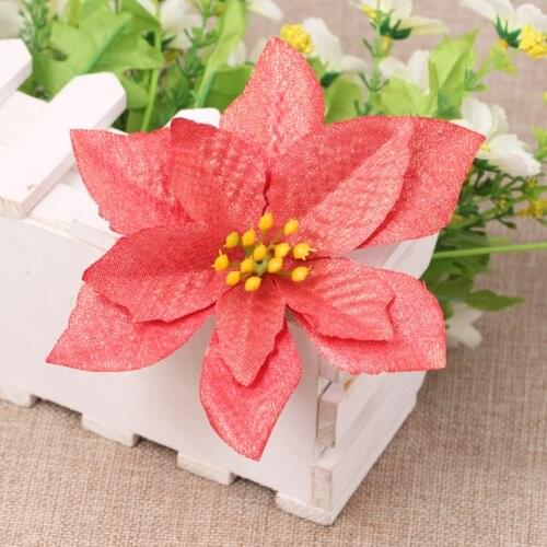 13cm Christmas Artificial Flower Heads DIY Garland Christmas Tree Rattan Embellishment Supplies Scrapbook Flowers For Home Party