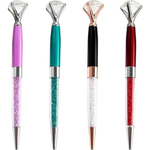 New Style Large Diamond Metal Ballpoint Pen With Crystal Wedding Luxury Pen For Gift Student Advertising Ball Pen Kawaii Office