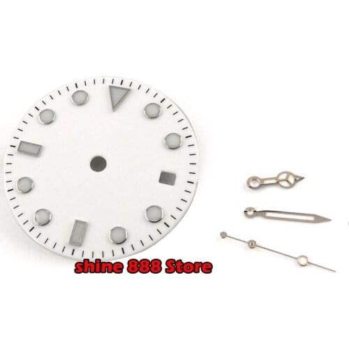 28.5mm white strile watch dial + Watch Hands fit ETA 2824 2836 MIYOTA 8215 821A Mingzhu 2813 Automatic Movement with hands