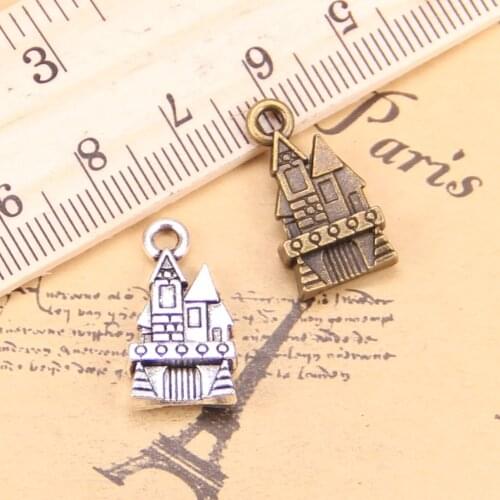 48pcs Jewelry Charms castle house 21x11mm Antique Silver Plated Pendants Making DIY Handmade Tibetan Silver Jewelry