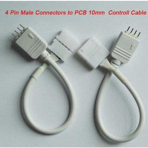 Free shipping 5/20/50/100 pcs/pack 4 Pin Male Connector Cable to 10mm 4PIN PCB Controll Cable for Flexible 5050 RGB LED Strip