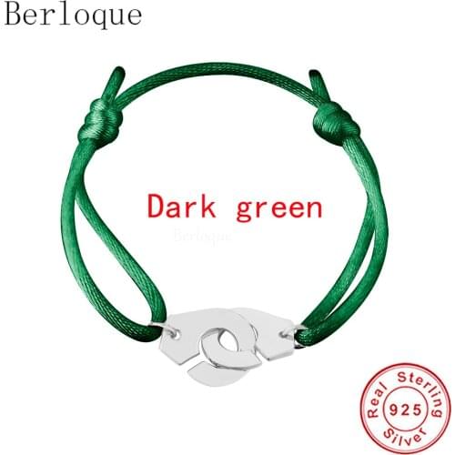 925 Sterling Silver Zircon Handcuffs Bracelet For Men Women Adjuaable Dark Green Rope Handcuffs Necklace Bracelet Menottes 2021