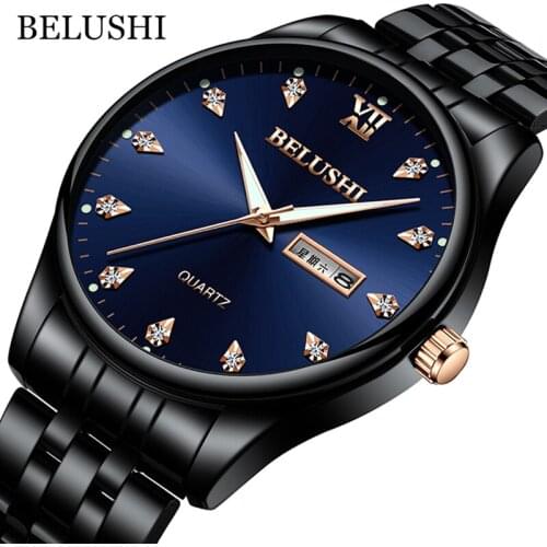 BELUSHI Mens Fashion Sport Quartz Watch Men Luxury Diamond Dial Clock Male Casual Waterproof Business Watches Relogio Masculino
