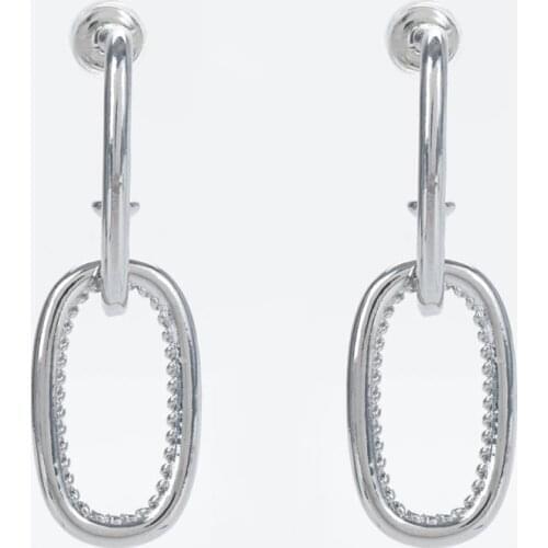 European And American Fashion Smooth Chain Extended O-Shape Square Hoop Eardrop Charm Women Trendy Jewelry Vintage Simple