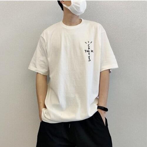 Travis Scott Man T shirt Summer Cool Cactus Jack Letter Print T-Shirt Hip Hop T Shirts Quality Cotton Short Sleeves Men Women