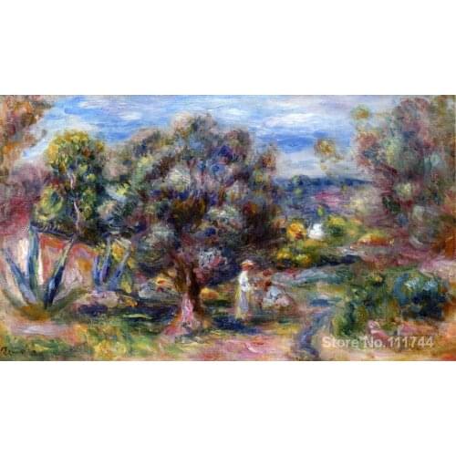 Impressionist Art Landscape Aloe Picking at Cagnes by Pierre Auguste Renoir oil painting reproduction High quality Hand painted