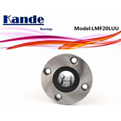 Kande Bearings LMF20L UU 2pcs LMF20LUU Round Flange linear Bearing Extended dr:20mm LMF20L