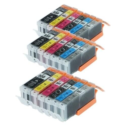 18X Generic Inkjet Cartridges for PGI-550PGBK CLI-551 For Canon PIXMA MG6350 7150 IP8750 Printer Ink Cartridges