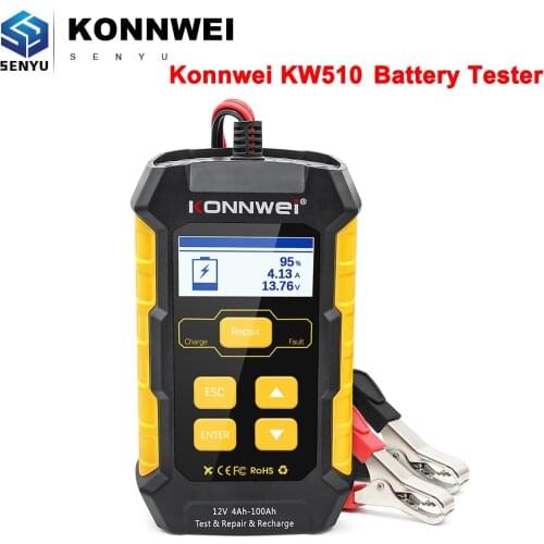 KONNWEI KW510 Full Car Battery Tester 12V 5A Pulse Repair Auto Chargers Wet Dry Lead Acid Power supply Car Battery Repair Tool