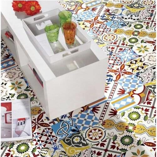 Kitchen Non-Slip Wear-Resistant Floor Home Wallpapers Vinyl Thick Self-Adhesive Living Room Waterproof Tile Wall Stickers