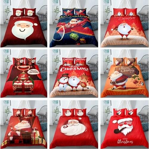 Hot Seller Christmas Bedclothes Bedding Set With Pillowcase Bed Quilt Cover Santa Claus Pattern Pillow Covers Beds Sets