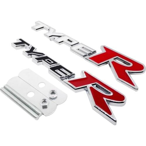 For Type R Logo 3D Car Styling Front Stickers Metal Grille Emblem Badge for Honda civic accord crv fit jazz city hrv Crosstour