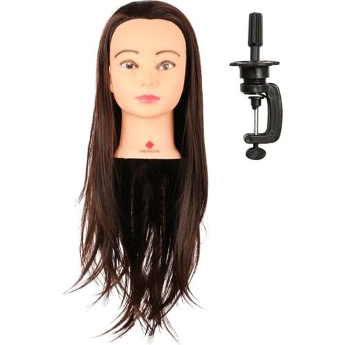 Practice Training Hair Styling Hairdressing Mannequin Doll Makeup Head w/ Clamp Long Hair Model Training Head Mannequin