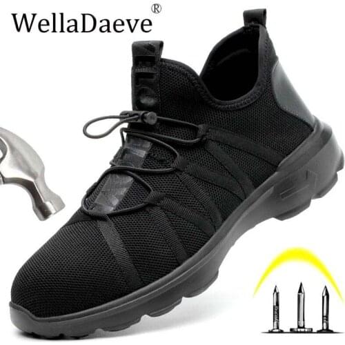 Mens Steel Toe Work Safety Shoes Construction Protective Footwear For Men Light Breathable Anti-smashing Boots Casual Sneakers