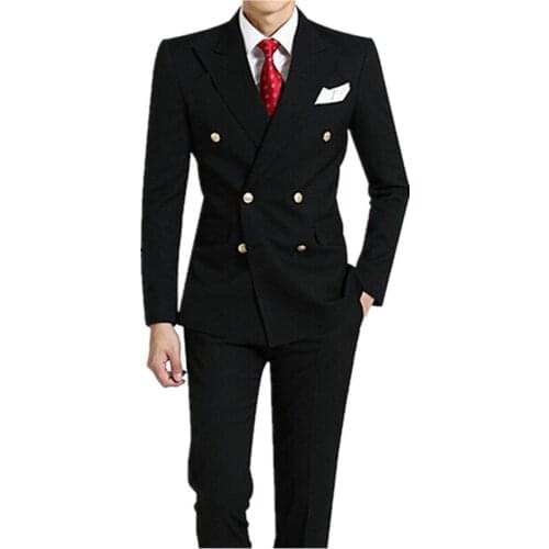Mens suits temperament contracted suit men wedding dress double-breasted cultivate ones morality mens suit (jacket and pants)