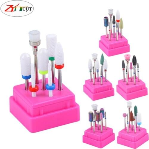 7pcs set Nail grinder ceramic tungsten steel alloy grinding head set, cylindrical flat head ceramic grinding head